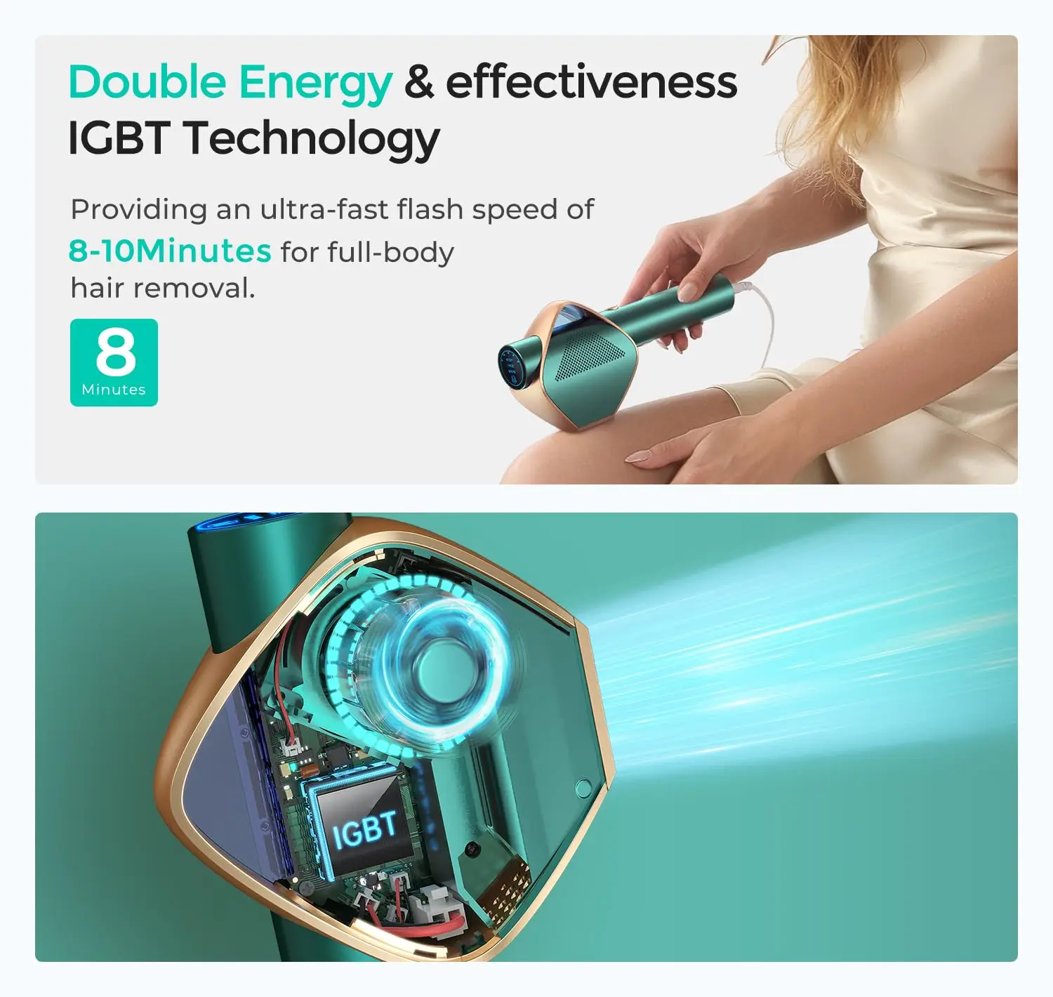 IPL-Haarentfernungsgerät für zu Hause für Damen und Herren, 8-Minuten-Ganzkörper, sichere und langlebige Ergebnisse, 1 m+ Blitze für Achselhöhlen, Beine,