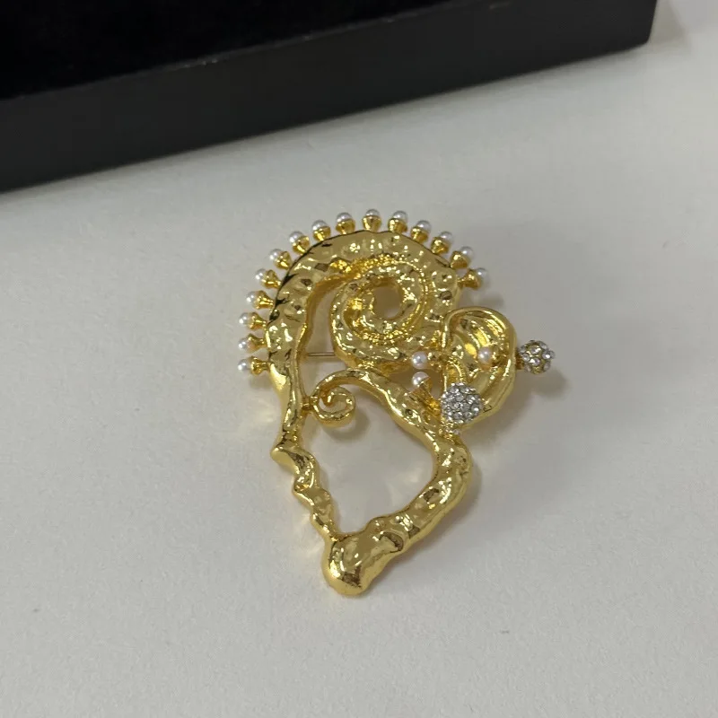 French retro exaggerated abstract surrealist facial features, ear shapes brooches fashion luxury accessories for women