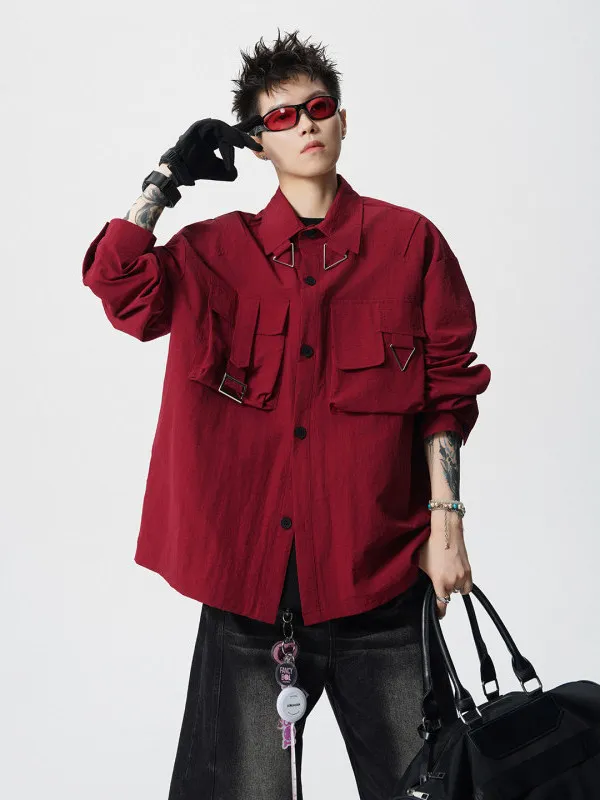 

TANGZ Studio Punk Sle Long Sve Men's irt High Street Design Large Size Spring Faion Casual Polyester Fiber irt