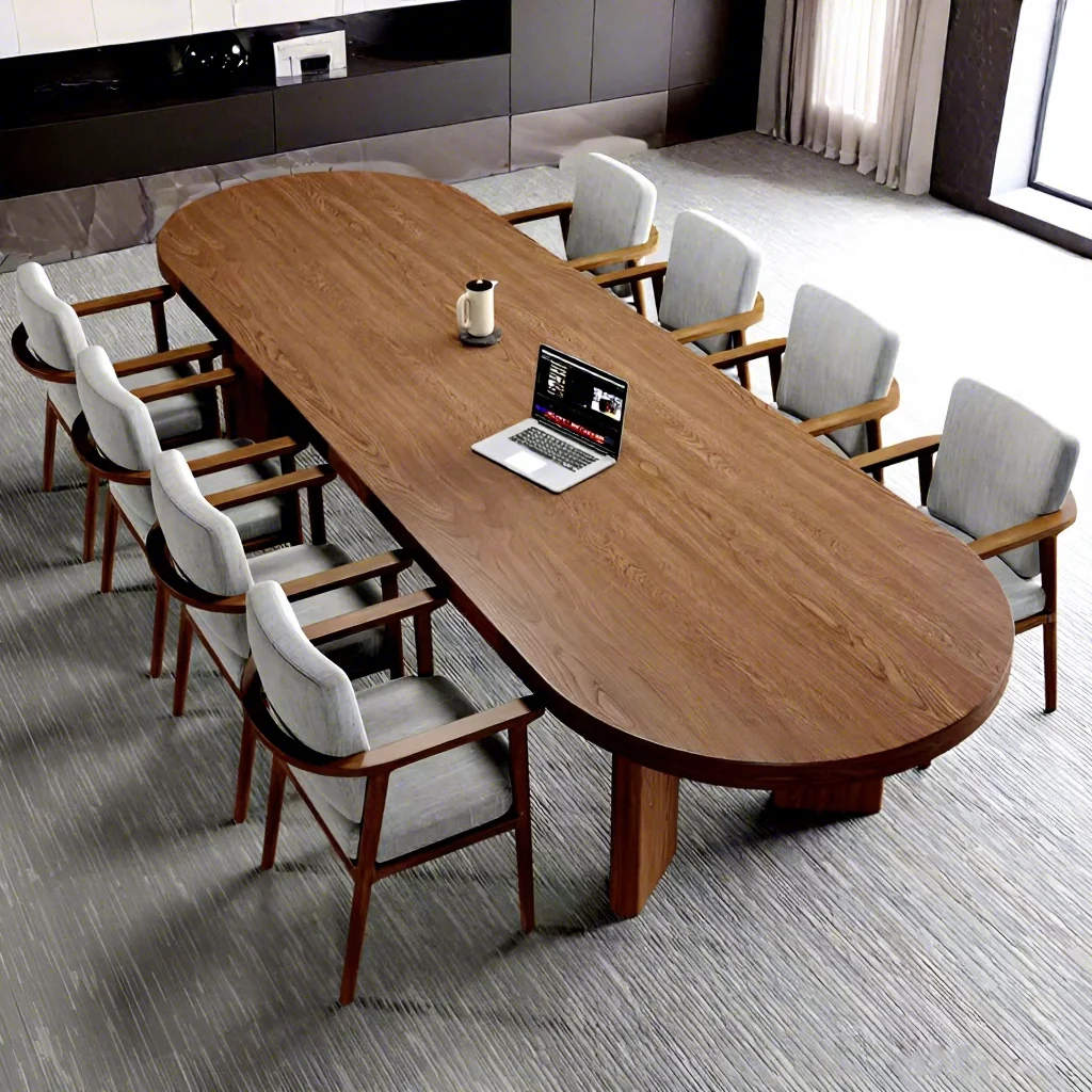 #Solid Wood Oval Shape Conference Table Modern Design Commercial Office Furniture Socket For Conference Room Hotel Use