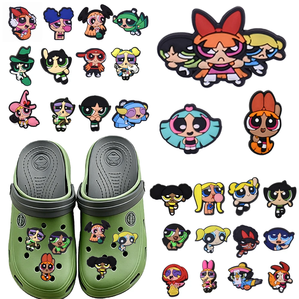 1-100pcs Hot Sales Potdemiel Cartoon Flying Girl Series PVC Shoe Charms Accessories DIY Sandal Wristbands Decorations Party Gift