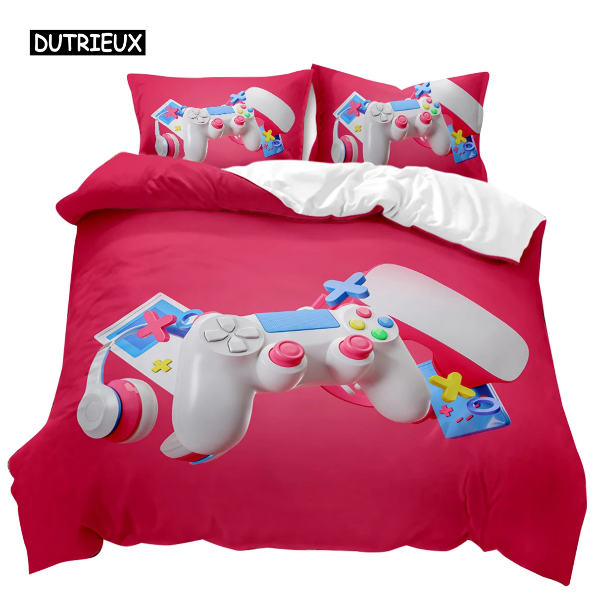 

Gaming Duvet Cover Set Gamepad Headset Gaming Theme Bedding Set for Boy Teens Bedclothes Double Queen King Polyester Qulit Cover