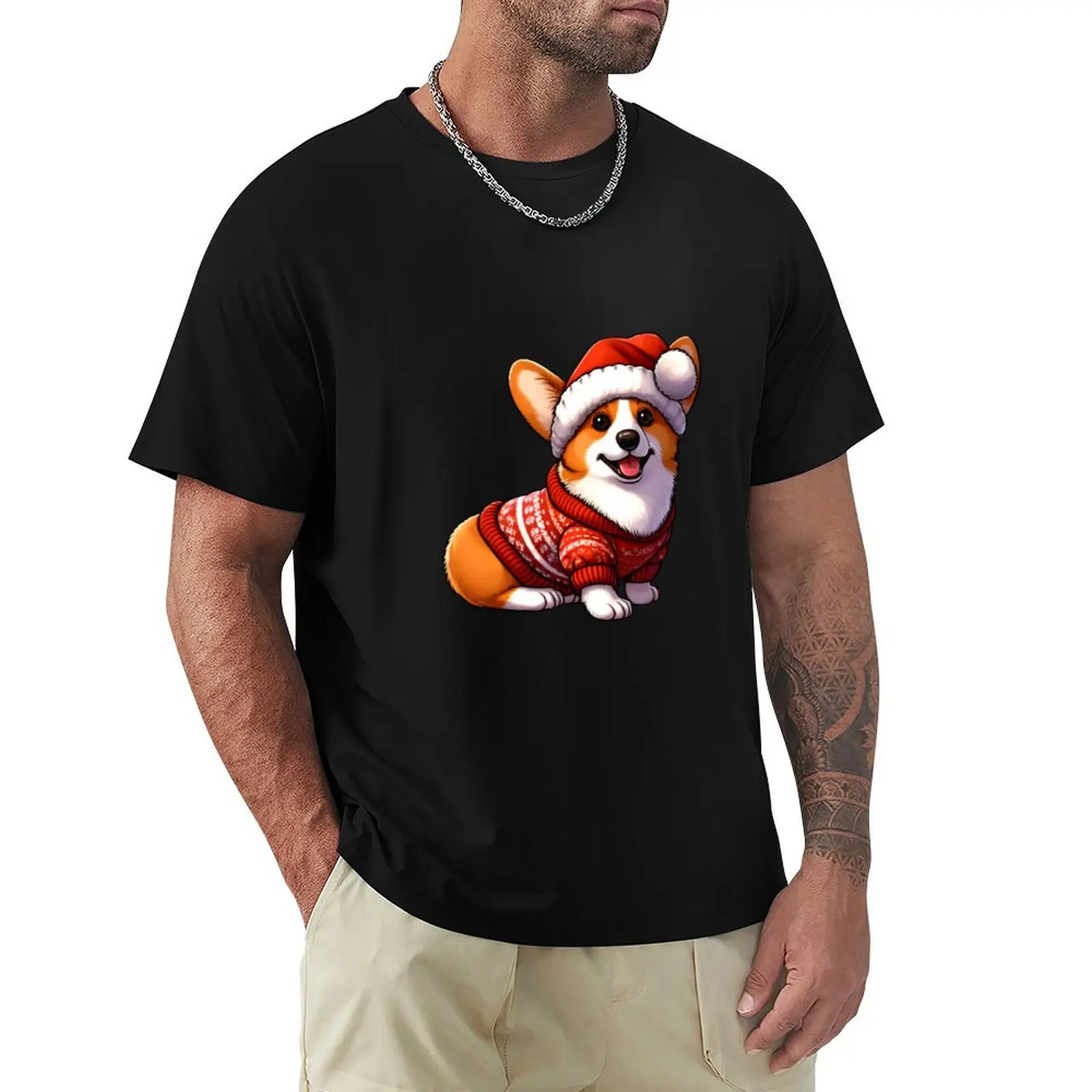

Corgi Couture: Christmas Elegance T-Shirt street wear new edition quick-drying t shirt men
