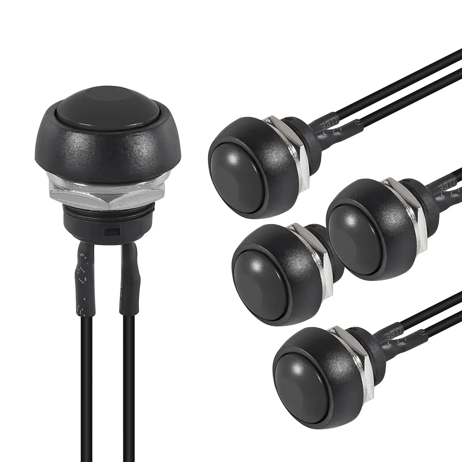 5 Stück 12mm Momentaner Druckknopfschalter Ein/Aus Mini Runder Schalter Wasserdicht 3A 125V AC für Auto Marine Motorräder
