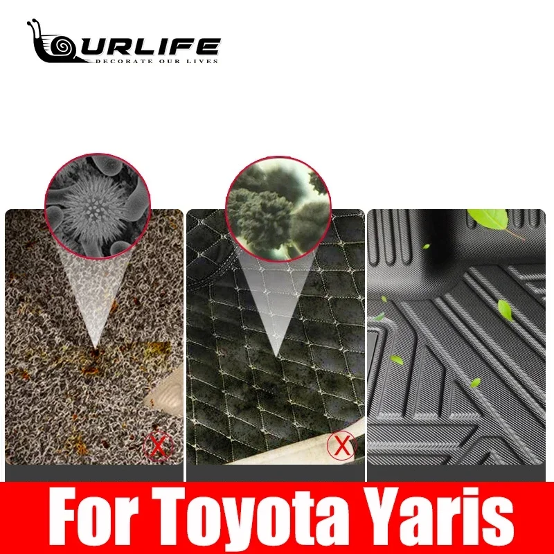 For Toyota Yaris XP130 MK3 Vitz 2012 2015 2016 2017 2018 2019 Custom Car TPE Mat Waterproof Car Floor mats carpet Accessories