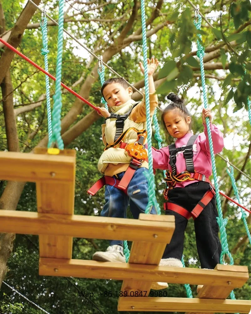 Colorfulnets Customized Adventure Rope Course Amusement Trampoline Equipment Park for Kids Outdoor Playground Multi-Material