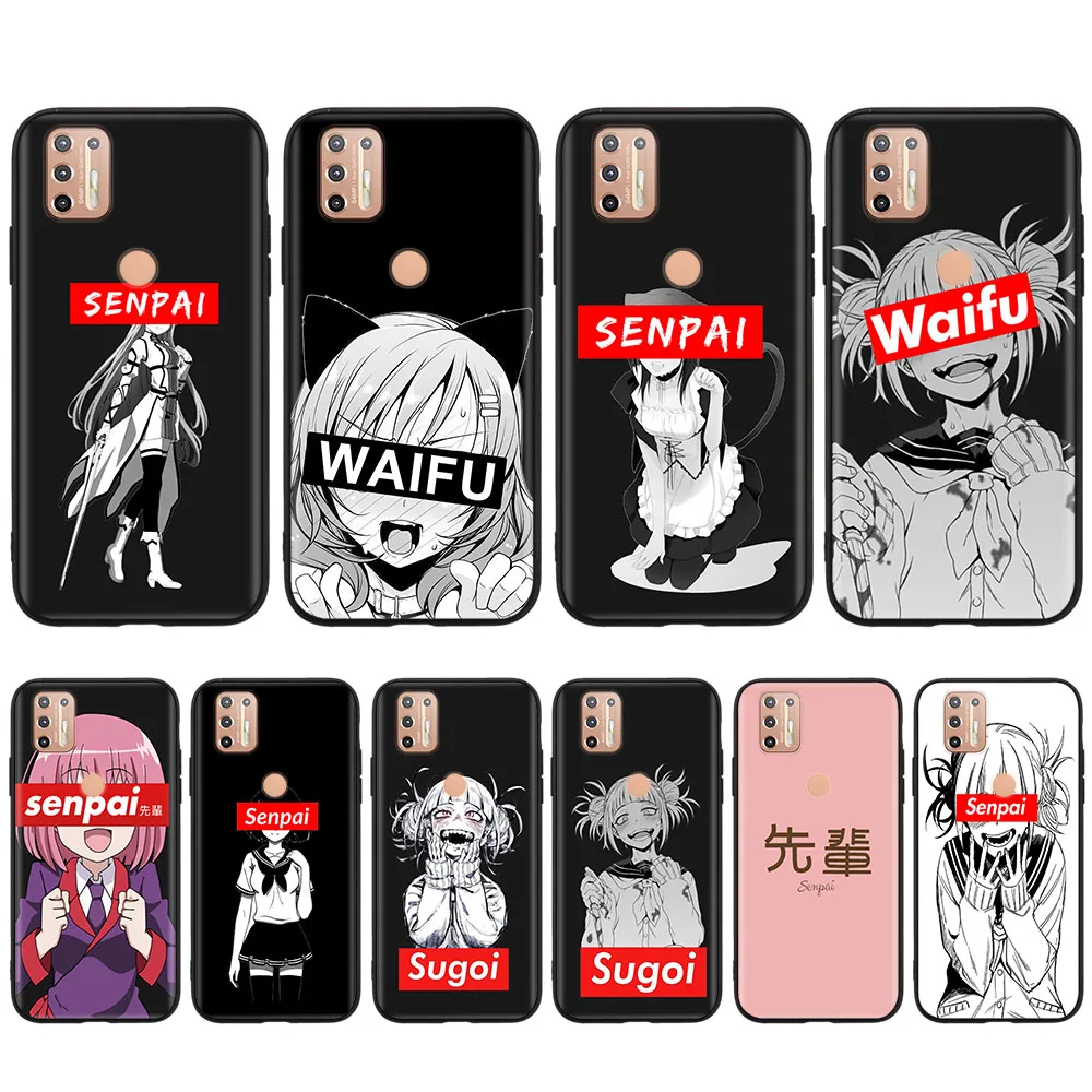Sugoi Senpai Anime Waifu funda para Samsung M30 M20 M30S F06 M55 M51 M56 M06 F16 M35 F56 M21 M16 M15 M31 funda negra