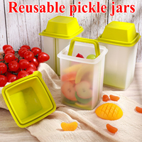 Reusable Pickle Jars - BPA Free Pickles Container with Strainer for Mess-Free Storage of Condiment Food-Easy to Open Lid Design