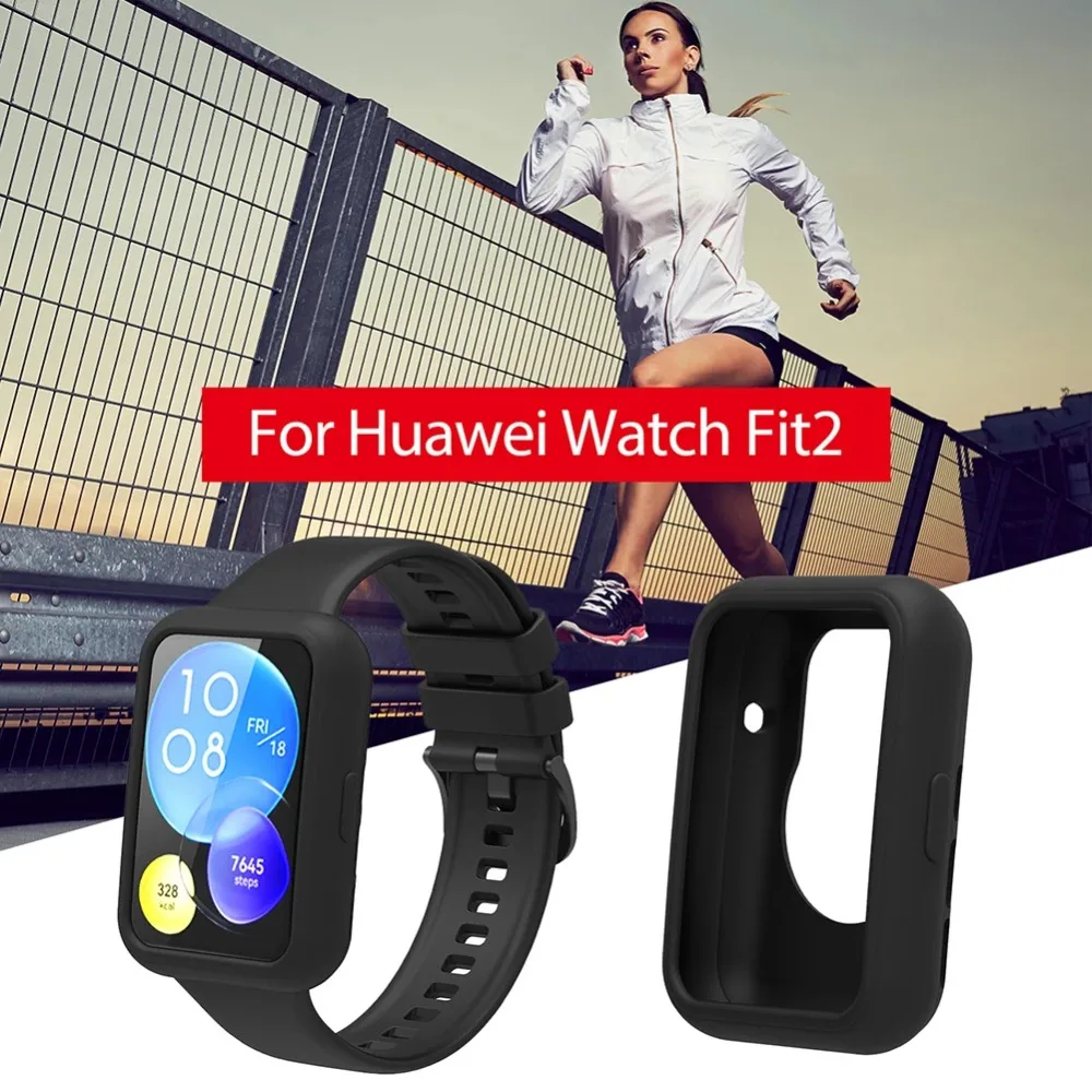Silicone Protector Case Fall Prevention Colorful Shell Bumper Frame Shockproof Scratch-resistant for Huawei Watch Fit 2