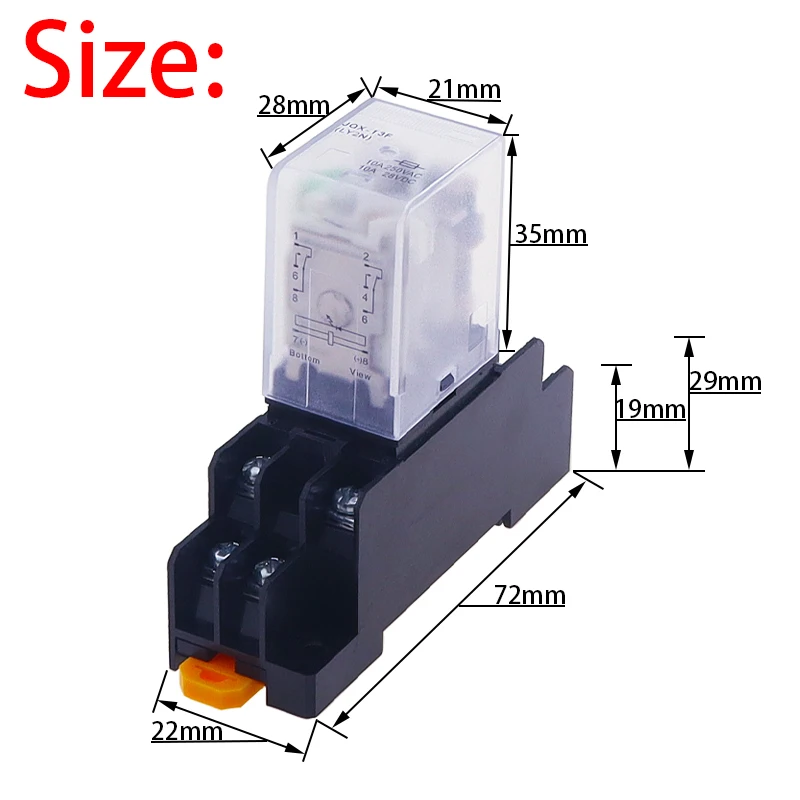 1Set High-Quality  AC/DC 6V 12V 24V 36V 48V 110V 220V 380V Coil Power Relay LY2NJ DPDT 8 Pin HH62P JQX-13F With Socket Base