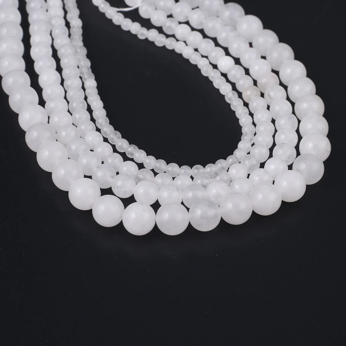 Natural Stone Beads Round White Jade Gemstone Isolation Spacing Loose Beads Jewelry Making DIY Necklaces Bracelet Accessories