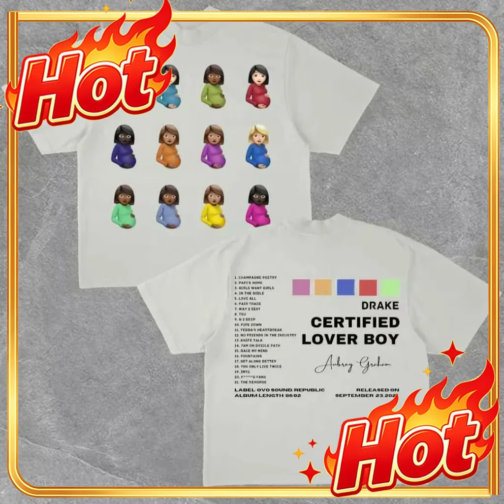 Plus Size Street Hype Culture T-Shirt CLB Album Boy Lover DRAKE American Hip Hop Rock Short Sleeve Singer Men Women Street Tops