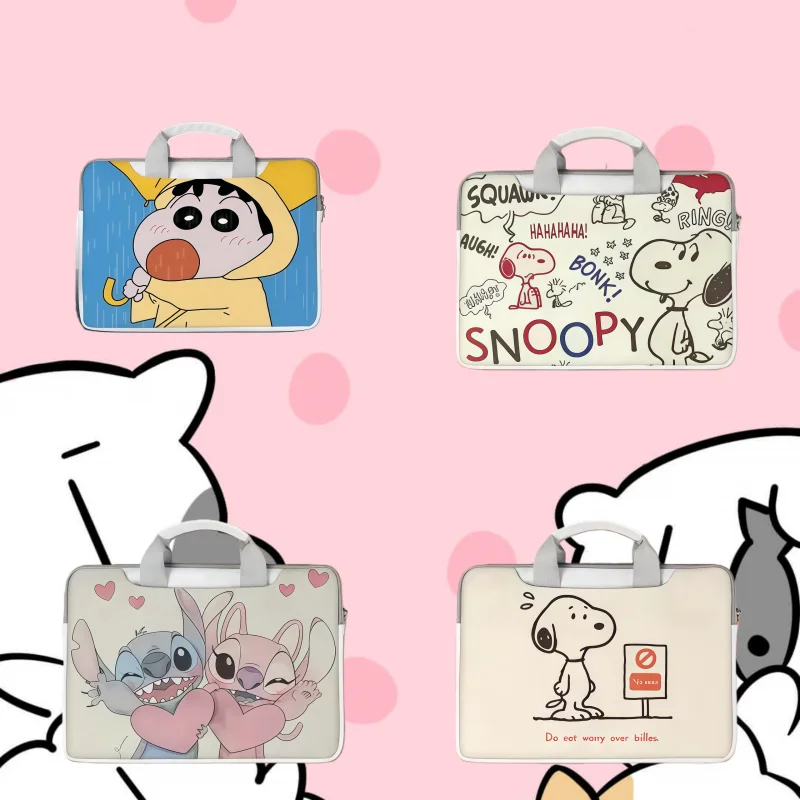 

Сумка для ноутбука в стиле аниме Crayon Shin-chan Stitch Snoopy для Apple Xiaomi Dell Asus Huawei 12, 13, 14, 15, 16, 17-дюймовая легкая сумка