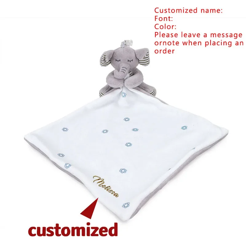 Personalized Baby Girl Gift Cotton Muslin Comforter Security Blanket Cuddle Cloth Baby Name Soothe Appease Towel Bibs Saliva Boy