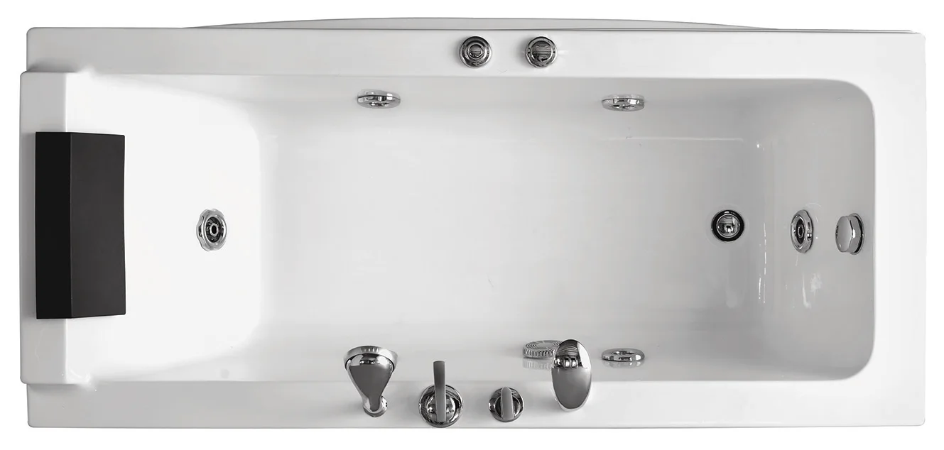Modern Standing Acrylic Bathtub 1-Person Indoor Rectangular Whirlpool Spa Bubble Massage Function Drainer Corner Drain PARIS