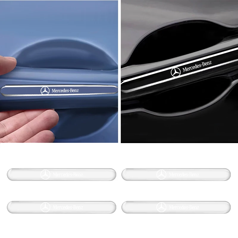 4PCS Transparent Car Door Anti-collision Protector Bumper Strip Sticker For Mercedes Benz A B C R G Class AMG W211 W204 W210