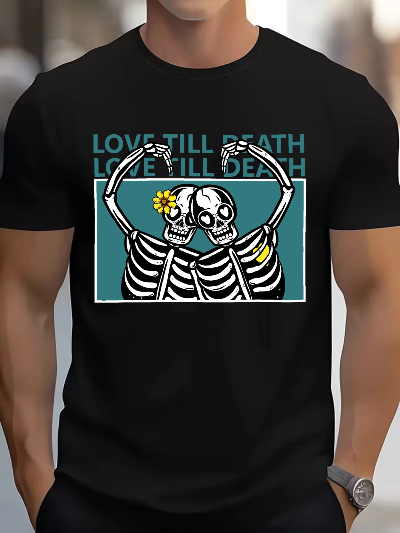 

Men's Skeleton Surfer T-Shirt Beach Gothic Retro Casual Streetwear Cotton Tops