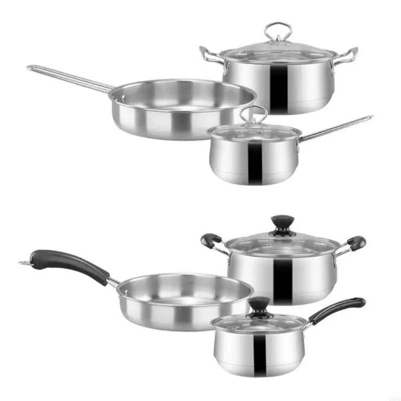 

50LB 3pcs Soup Pots and Pans Stainless Steel Pots And Pans Set With Lids Induction