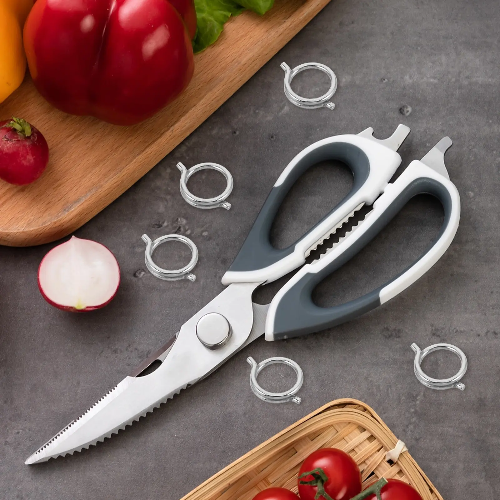 15Pcs Kitchen Shears Spring Replacement High Strength Steel Poultry Shear Springs for Automatic Rebound Comfort Grip Chicken