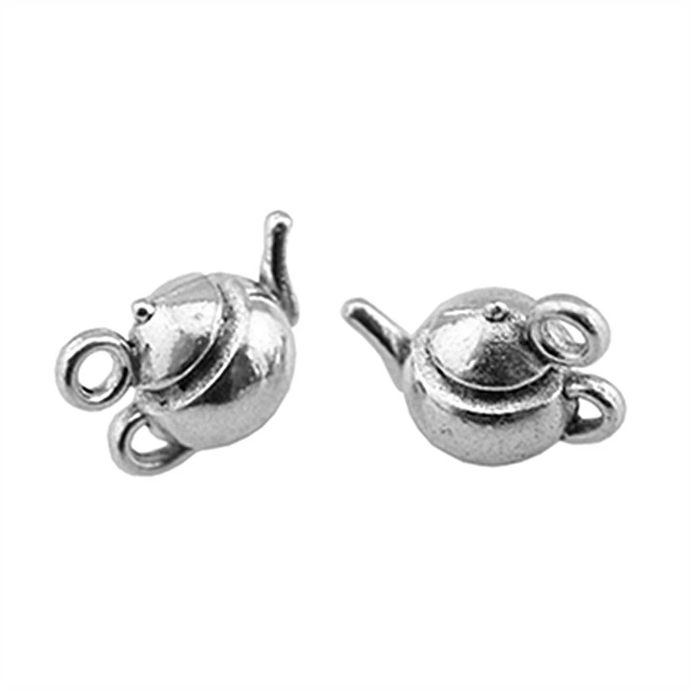 WYSIWYG 4pcs 18x13x10mm Pendant Teapot 3D Kettle Charm Pendants For Jewelry Making Antique Silver Color 3D Teapot Pendants