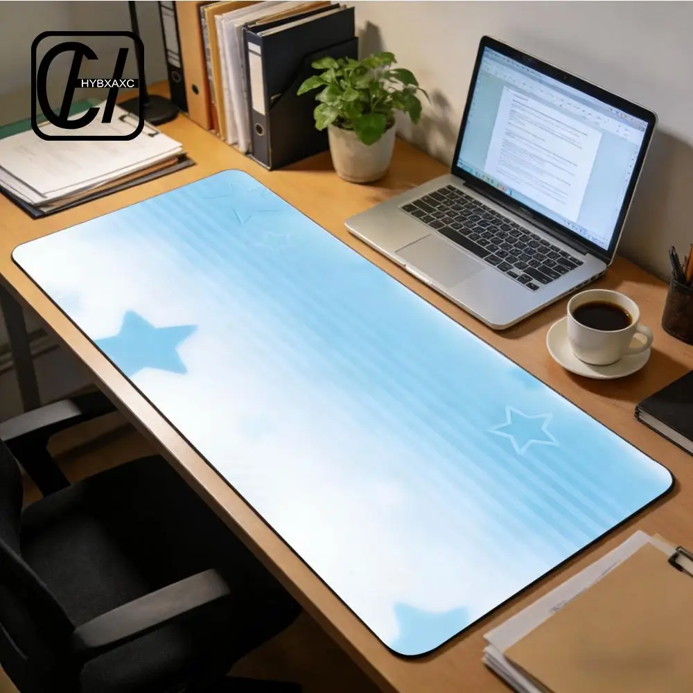 

Large New Bule Pink Star Mouse Pad PC Gaming Keyboard Extended Pads XXL HYB XXV Kawaii Accessories Simple Style Cute Table Setup