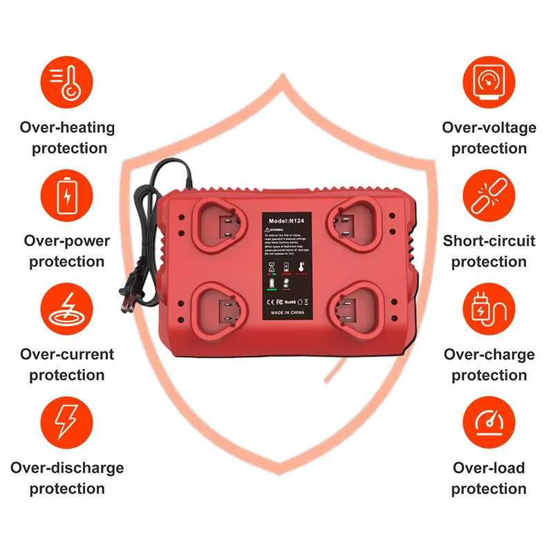 Victpower For Milwaukee 12V 4-Port Fast Charger| 3A Simultaneous Charging for 4×12V Tool Batteries+USB-C&USB Ports for Phones - Image 3