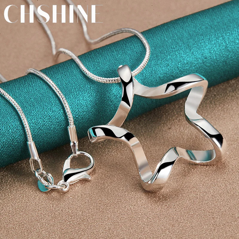 

CHSHINE 925 Sterling Silver Wave Star Pendant 16-30 Inch Necklace For Women Wedding Charm Engagement Fashion Jewellery