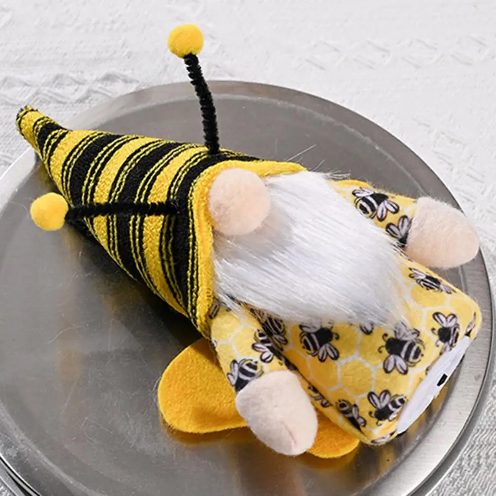 Beautiful Gnome Pendant  Striped Element Non-woven Fabric Faceless Gnome Doll  Bee Festival Faceless Doll Pendant