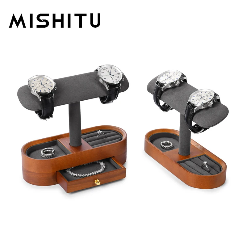 MISHITU Multifunctional Watch Display Storage Rack New Solid Wood Wrist Watch Stroage Rack Bracelet Jewelry Display Stand Props