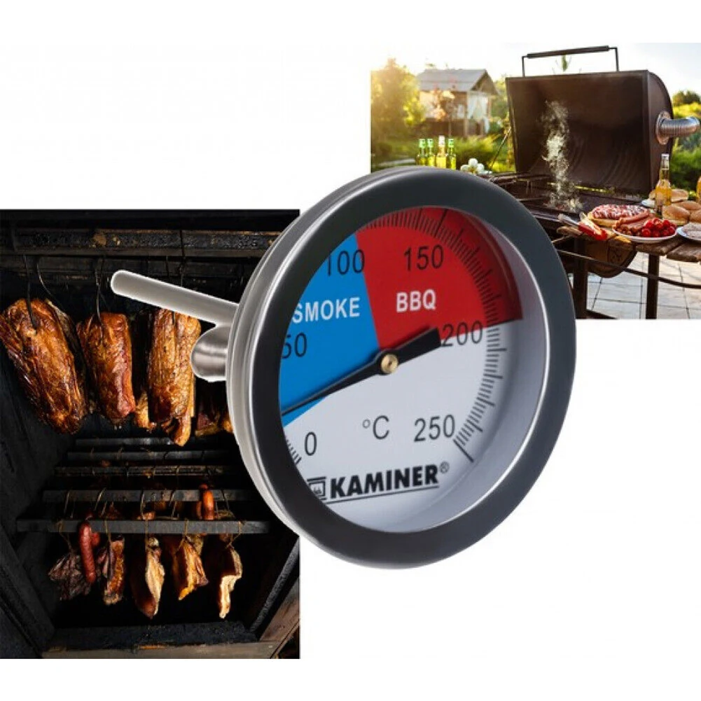 BBQ Grill Thermometer Thermostat 0°C To +250°C 5 / 7.5 Cm Accessories Barbecue Cooking Outdoor Stainless Steel