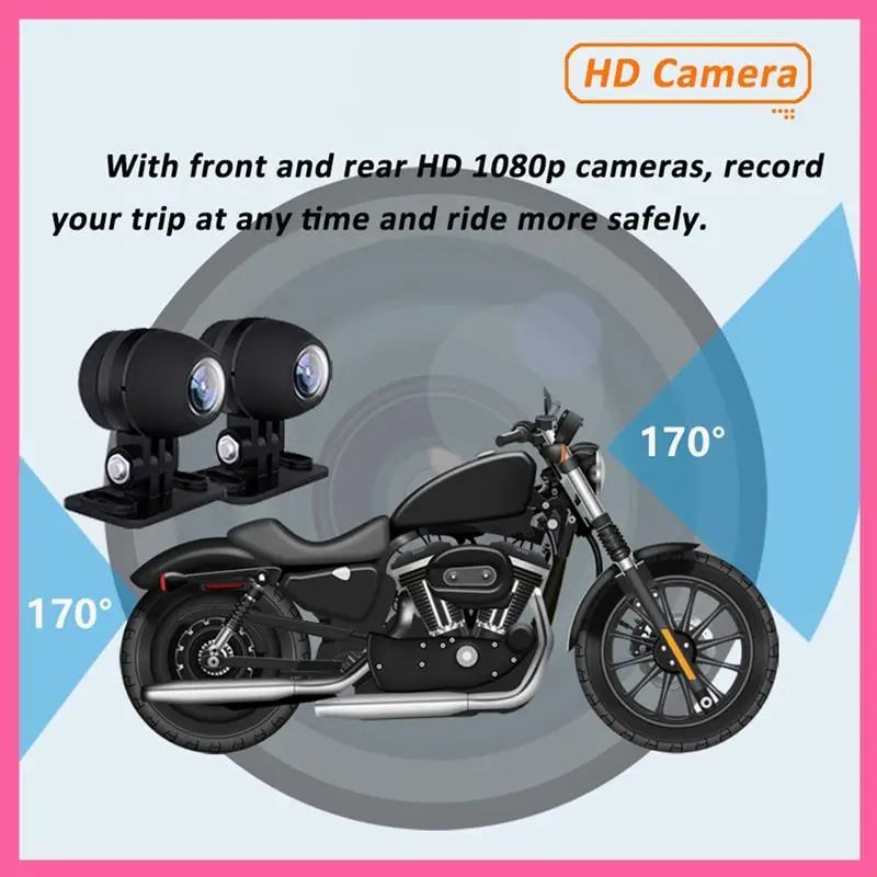 

ABNM 1080P Waterproof Wireless 5 Inch Motorcycle DVR Dash Cam Carplay Android-Auto With Wifi And Tire Pressure Detection PND