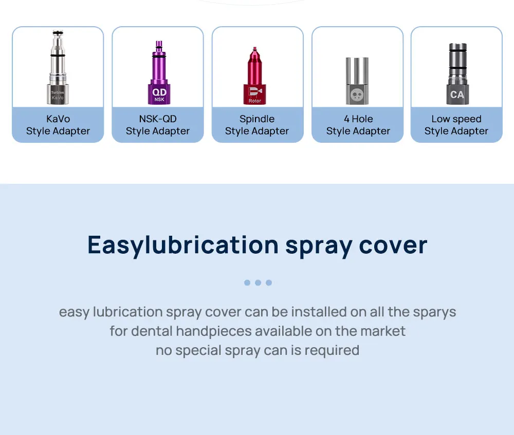 AZDENT Dental Universelles tragbares Handstück-Spray-Ölgerät, Wartungsaufsatzkappe, 5 Düsen, Pflegespray, Schmieröl – Detail 3