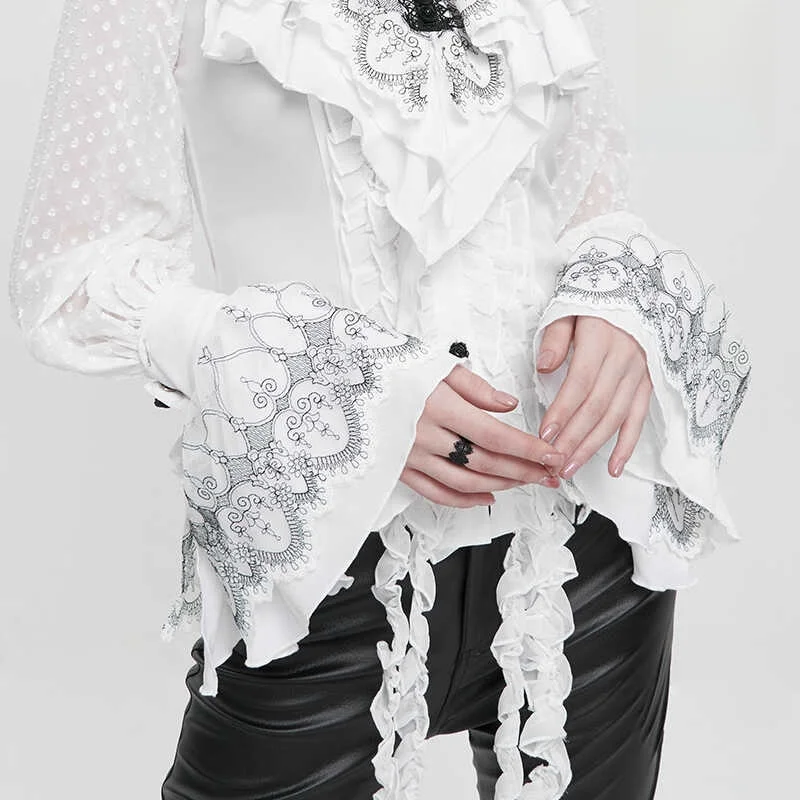 

Gothic Style Devil Fashion Black Thread Embroidery White Sleeve Covers AS122 Trendy Accessory for Fashion Lovers