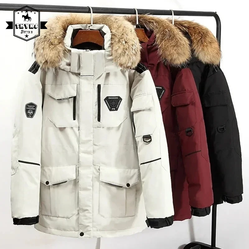 Winter Hooded Down Jacket Mens 90% White Duck Down Thicken -30 Warm Windproof Coats High Quality Outdoor Sports Jackets Unisex