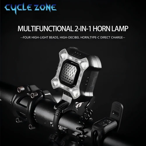 Timbre electrónico recargable para bicicleta, bocina fuerte, advertencia de seguridad, anillo eléctrico, luz para manillar de bicicleta con campana, accesorios para ciclismo