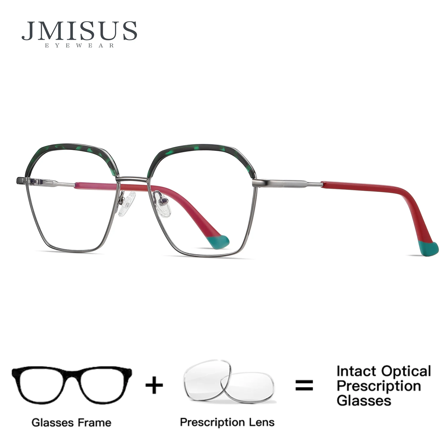 JMISUS пользовательские многоугольные очки по рецепту для женщин металлическая квадратная оправа с фотохромными очками серый коричневый цвет доступен сейчас