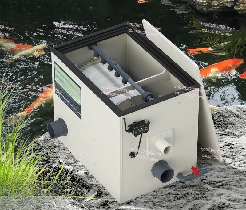 Rotary drum microfilter fish pond automatic backwashing cycle fish stool separation filter aquaculture microfilter