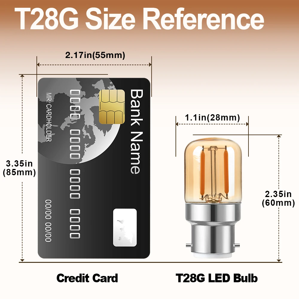 Mini ampoules LED à tube T28, 220V, 1W, B22, blanc chaud, verre ambre, pendentif de subdivision, lampe à filament rétro d'intérieur, lumière de décoration