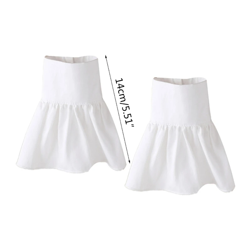 Decorative Ruffle Sleeves Girls False Pleated Cuffs for Women Dress Female White Color Coat Shirt Cuffs Accessories