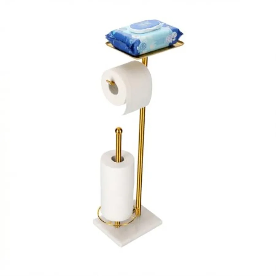 

Toilet Paper Holder Shelf, Free Standing Toilet Paper Holder with Storage - Toilet Paper Stand for Holding Extra 3 Rolls, Tissu