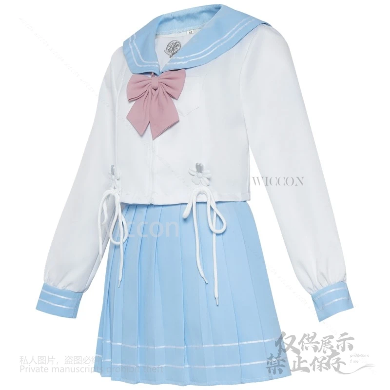 Anime Game Naraka: Bladepoint Anime Kurumi Hu Tao Costume Blue JK Uniform Wig For Woman Girls Sexy Kawaii Party Customized