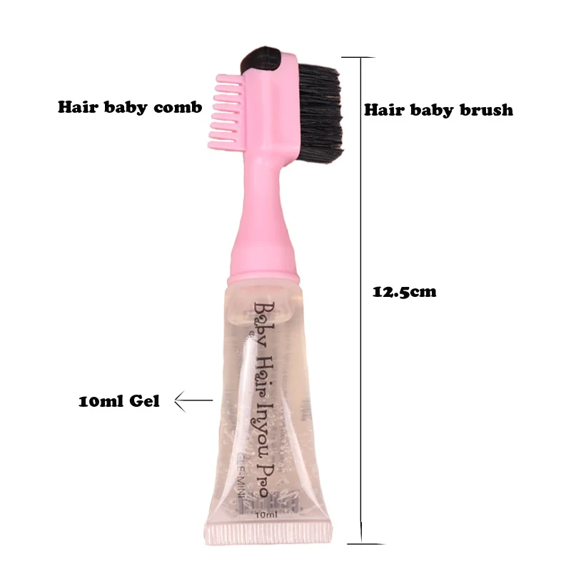 10ml Edge Control Brush Comb Hair Gel For Baby Hair 1/2Pcs Curls Control Long-lasting Hair Styling Gel Hot Selling Grooming Tool