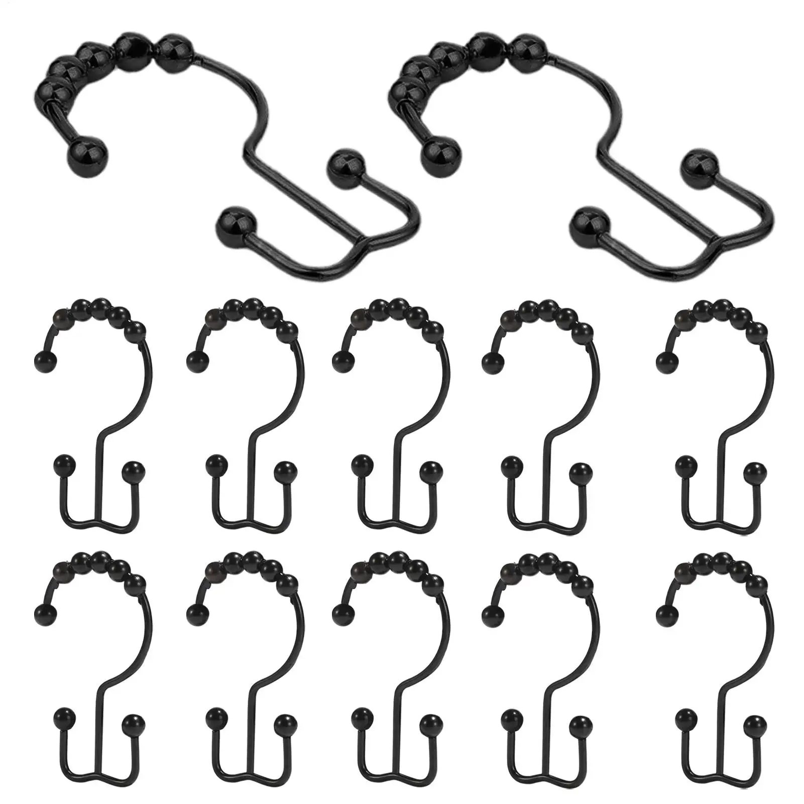 Metal Shower Hooks 12 Pieces Double Glide Liner Rings Shower Hooks Rings For Home Window Closet Bathroom Hotel Dorm Gym