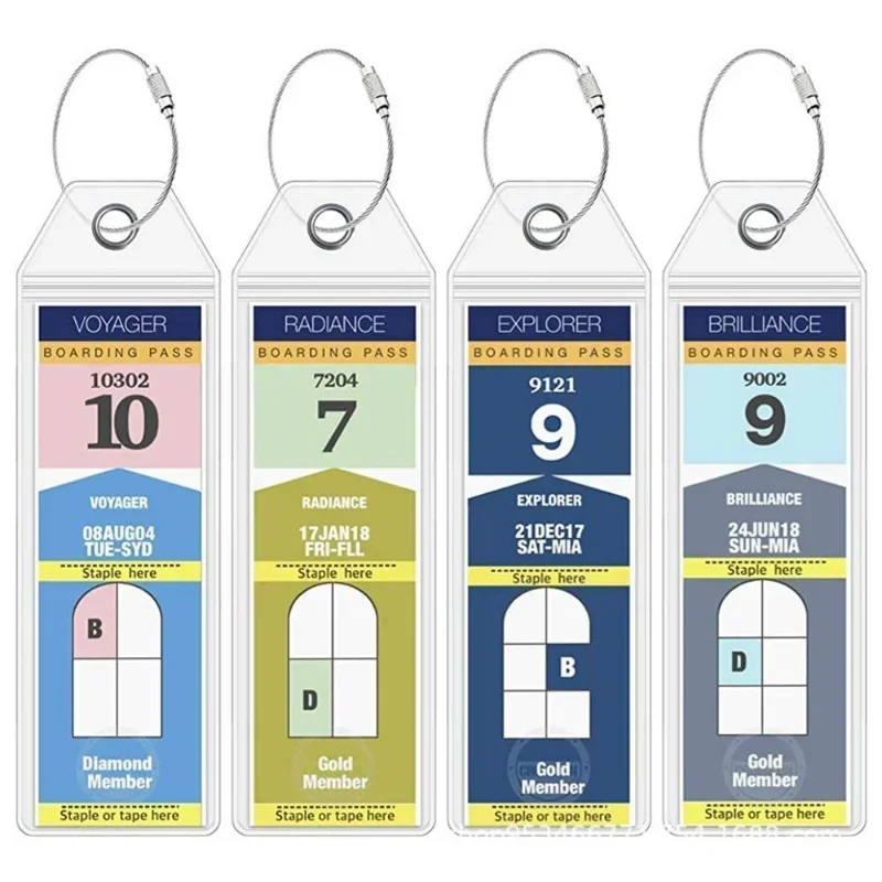 4pcs Cruise Luggage Suitcase Tag Label Holder Zip Seal Steel Loops For Travel Baggage Labels