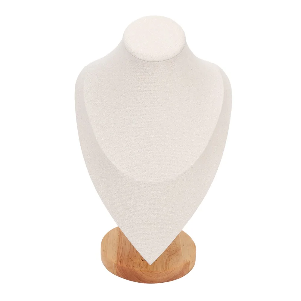 Scratch Proof Leather Necklace Bust Holder 19 x 11.5 x 29cm Beige Chain Jewelry Bust Jewelry Display Stand Store Window Display