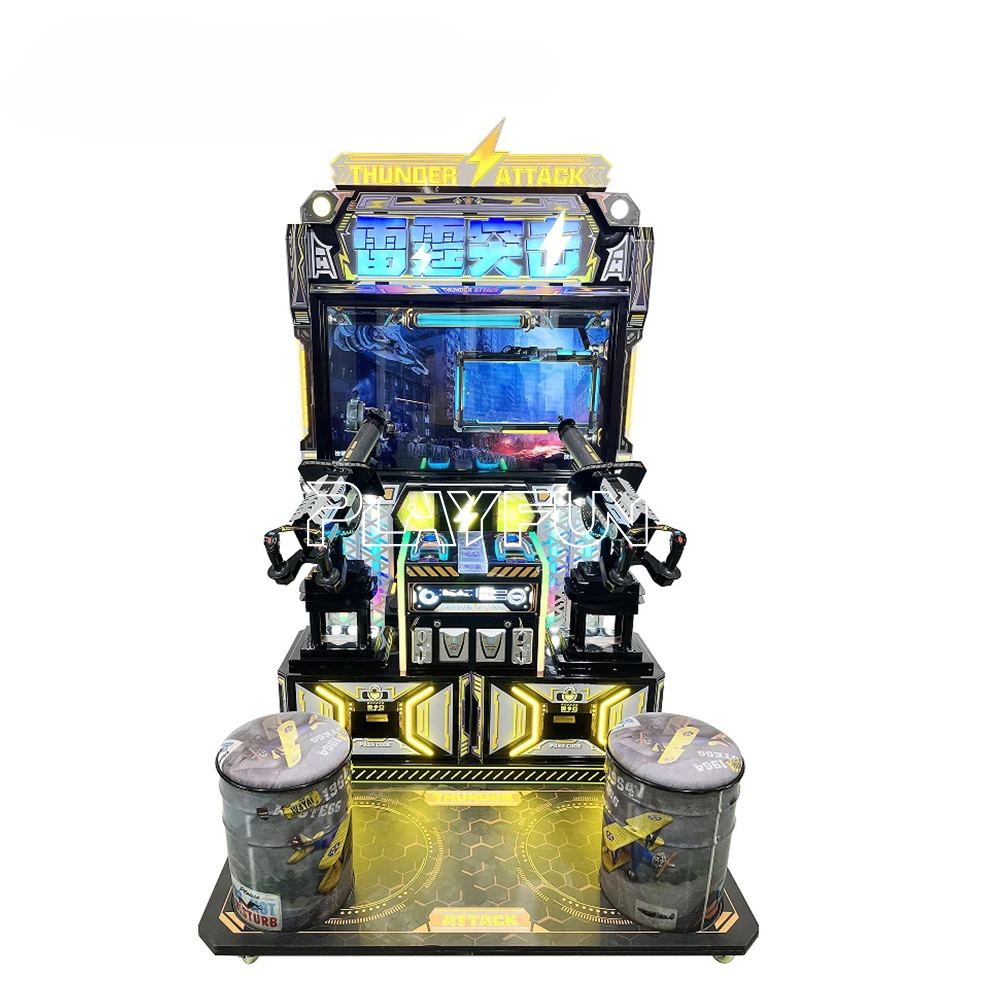 2024 Hot Sale Indoor Kids Arcade Coin Operated Game Machines 2 Players Thunder Attack Shooting Game Machine