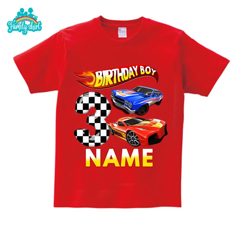 Kids Racing Birthday T Shirt 5 Year Old 2nd T Shirt Kids Shirts for Children Party BOYS Summer Custom Name Toddler Baby T Shirts