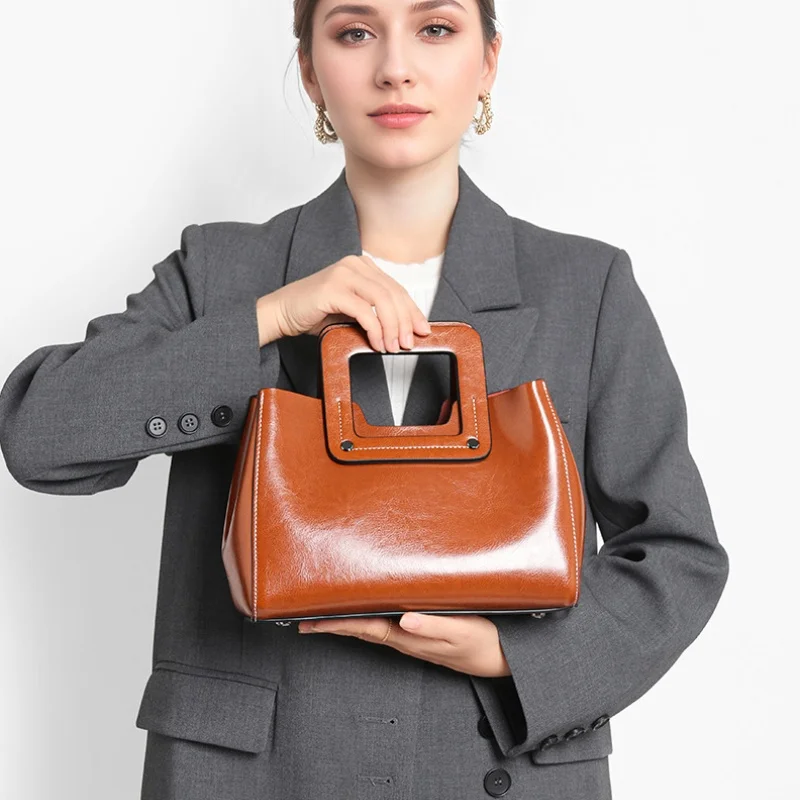Vintage Saddle Tote Bag Women's Crossbody Bag Genuine Leather Satchel Hobo Bag Women Brand Designer Zipper Small Handbags