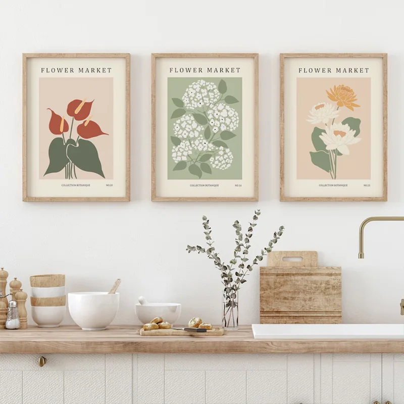 

Colorful Flowers Floral Gallery Entryway Prints Poster Plants Flower Market Canvas Painting Living Room Boho Decorative Wall Art