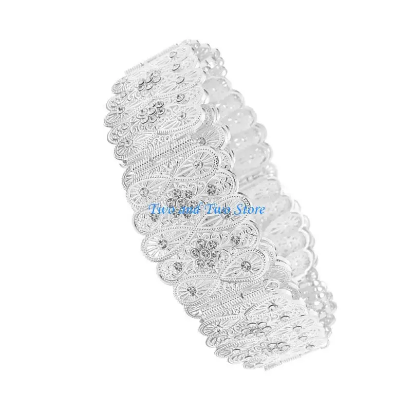 

HX6F Hot Girl Cowboy Waist Belt Metallic Flower Wide Waist Belt for Jeans Dresses